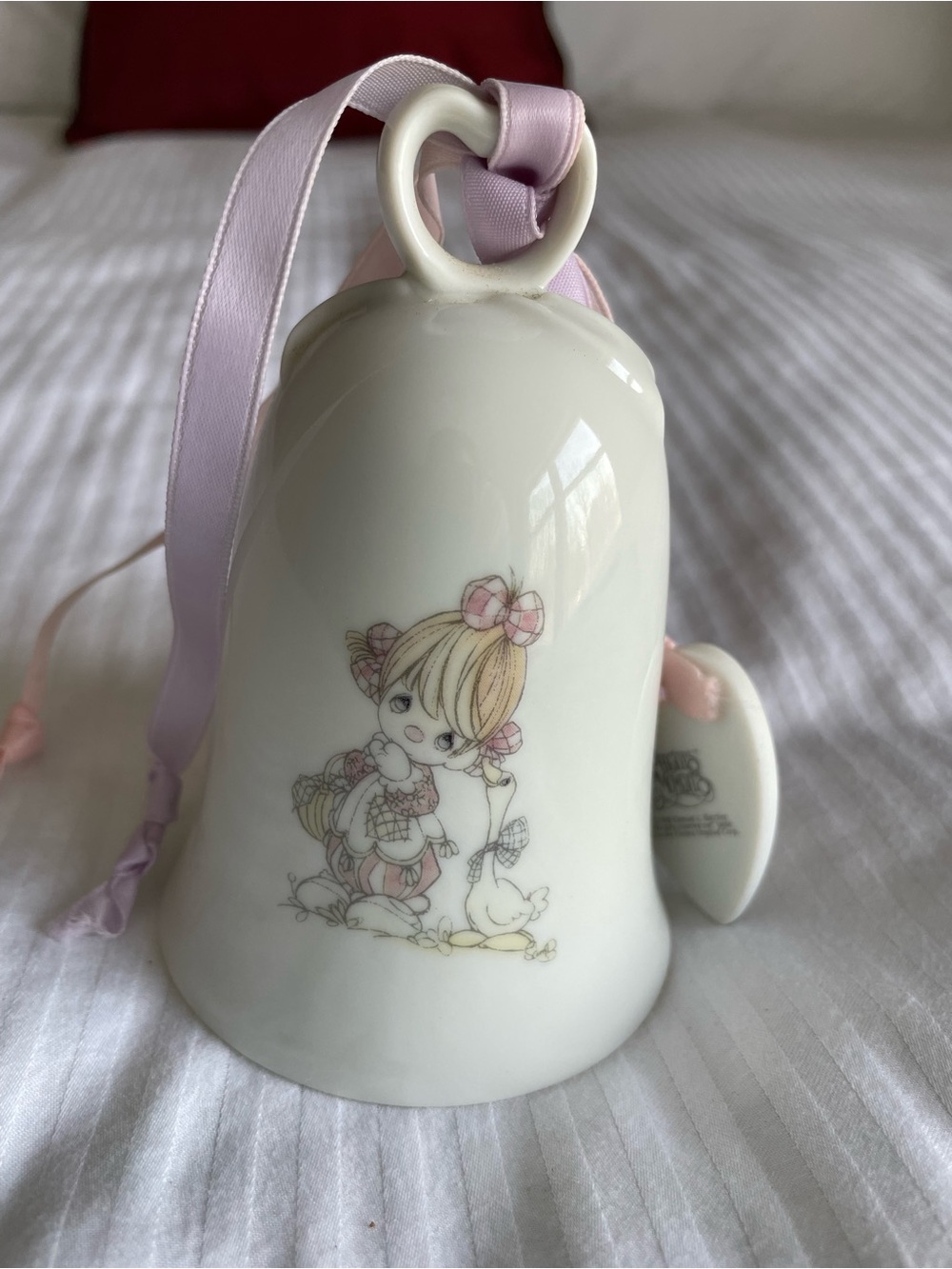 Enesco Porcelain Bell with Pastel Pink and Cream Accents